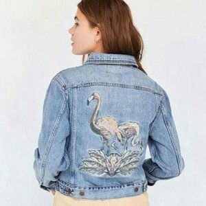 BDG Embroidered Flamingo Denim Jacket